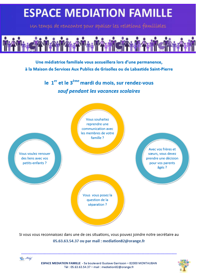 Nouvelles permanences ! - Espace Médiation Famille 82